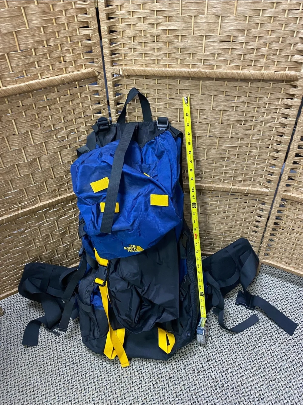 The North Face Blue Backpack with Yellow Accents - Men's Hiking Pack